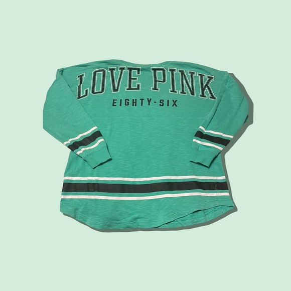 Victoria Secret PINK teal sweater shirt L - Picture 2 of 5
